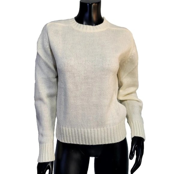 Vintage 80s For Situations Womens M Ivory Acrylic Knit Pullover Sweater Crewneck - Picture 1 of 6